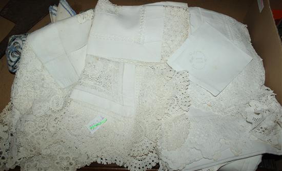 Quantity of lace tablecloths etc